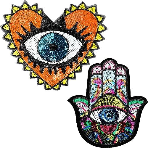 GORGECRAFT 2 Stile Böser Blick Aufnäher Für Kleidung Ohne Kleber Große Pailletten-Aufnäher Handaugen Herz Böser Blick Gesticktes Abzeichen Applikationsmotiv Aufnäher Für DIY Nähen Basteln Kleidung GORGECRAFT 2 Stile Böser Blick Aufnäher Für Kleidung Ohne Kleber Große Pailletten-Aufnäher Handaugen Herz Böser Blick Gesticktes Abzeichen Applikationsmotiv Aufnäher Für DIY Nähen Basteln Kleidung von GORGECRAFT