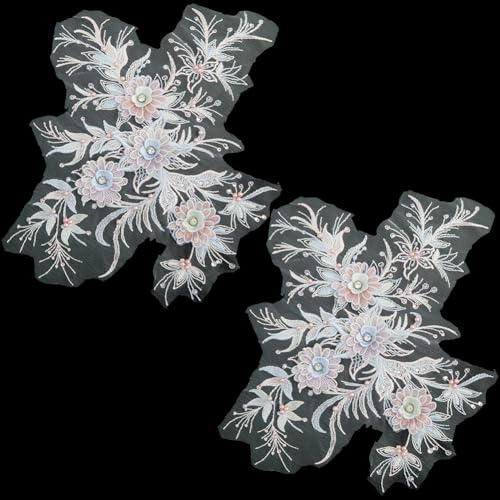 GORGECRAFT 2 Stück 3D Bestickte Blumenstoff Pailletten Perlen Applikation Dekorative Strass Kristall Verzierungen Zum Aufnähen von Spitzen Patches Für Hochzeit Brautkleid Partykleid Kleidung Ausschnit GORGECRAFT 2 Stück 3D Bestickte Blumenstoff Pailletten Perlen Applikation Dekorative Strass Kristall Verzierungen Zum Aufnähen von Spitzen Patches Für Hochzeit Brautkleid Partykleid Kleidung Ausschnit von GORGECRAFT