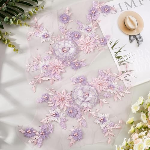 GORGECRAFT 2 Stück Perlen Blumenstickerei Spitzenapplikationen Motiv Dekorative Blumenverzierungen Zum Aufnähen Für Hochzeit Brautkleid Partykleid Kleidung Jeans Rucksack Nähen Basteln Rosa GORGECRAFT 2 Stück Perlen Blumenstickerei Spitzenapplikationen Motiv Dekorative Blumenverzierungen Zum Aufnähen Für Hochzeit Brautkleid Partykleid Kleidung Jeans Rucksack Nähen Basteln Rosa von GORGECRAFT