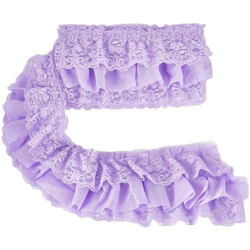 GORGECRAFT 2 Yard 3-Lagiger Plissierter Spitzenbesatz 11cm Breit Gerüschtes Spitzenband Floral Bestickt Geraffte Kantenbesätze Mit 5.5cm Breitem Tüll-Chiffon-Stoff Für DIY Nähen Basteln Kleid Flieder GORGECRAFT 2 Yard 3-Lagiger Plissierter Spitzenbesatz 11cm Breit Gerüschtes Spitzenband Floral Bestickt Geraffte Kantenbesätze Mit 5.5cm Breitem Tüll-Chiffon-Stoff Für DIY Nähen Basteln Kleid Flieder von GORGECRAFT