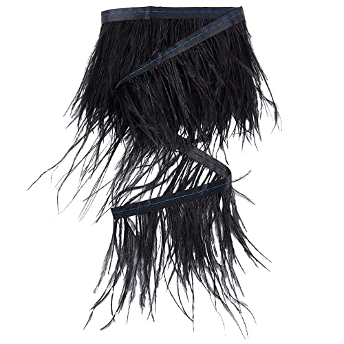 GORGECRAFT 2 Yard Federborte Fransen Straußenfeder Damen Kleidung Strang Kostüm Zubehör Naturfedern Fransen Borte Band Zum Nähen von Kleidern Dekoration Hochzeitsdekoration Schwarz von GORGECRAFT
