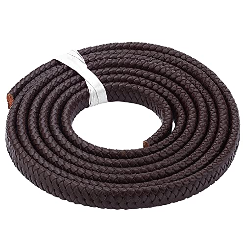 GORGECRAFT 2 Yards 12 mm Flach Geflochtenes Echtes Lederband Kordel Lederschnüre Spitzenstreifen Flechtschnur Rolle Für Schmuckherstellung Basteln Geflochtene Armbänder Gürtel(Kokosnussbraun) von GORGECRAFT