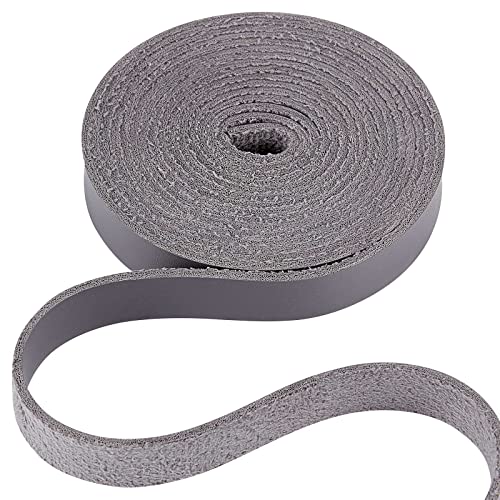 GORGECRAFT 2 mm Dicke Lederbandstreifen 2m Lang 12.5mm Breit Einseitig Grau Genarbtes Flaches Lederband Für DIY-Handwerk Armbänder Zugseile Schlüsselanhänger Uhrenarmbänder Armbänder von GORGECRAFT