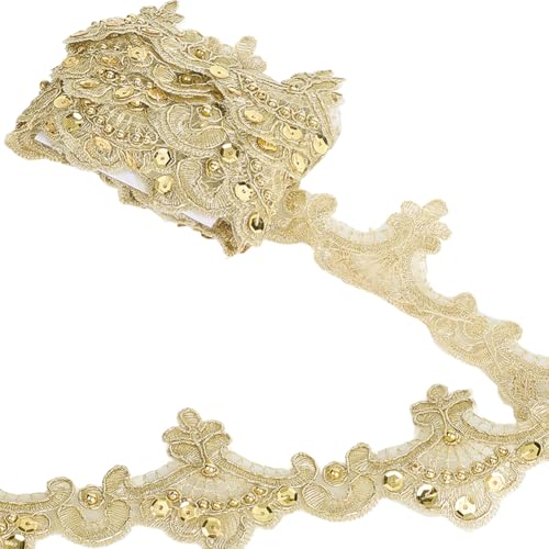 GORGECRAFT 2.7 m X 6.2cm Metallische Venezianische Spitzenborte Blasse Goldrute Stickerei Gewellte Nähborte Wellenblumen Perlen Paillettenrand Hochzeitsapplikation Für Vorhang Schonbezug Brautschmuck GORGECRAFT 2.7 m X 6.2cm Metallische Venezianische Spitzenborte Blasse Goldrute Stickerei Gewellte Nähborte Wellenblumen Perlen Paillettenrand Hochzeitsapplikation Für Vorhang Schonbezug Brautschmuck von GORGECRAFT