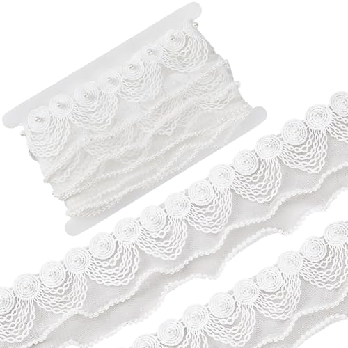 GORGECRAFT 2.74 m X 8.5cm Weiße Perlenrüschenborte Doppellagiges Netz Chiffonband Plissierte Perlen Stoffspitze Breite Rüschen Tüllborte Zum Nähen DIY Hochzeitskleid Kleidung Vorhänge GORGECRAFT 2.74 m X 8.5cm Weiße Perlenrüschenborte Doppellagiges Netz Chiffonband Plissierte Perlen Stoffspitze Breite Rüschen Tüllborte Zum Nähen DIY Hochzeitskleid Kleidung Vorhänge von GORGECRAFT