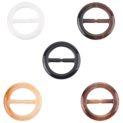 GORGECRAFT 20 Stück 5 Farben Harz Gürtelschnalle 4.2cm Rund Seidenschal Ring T Shirt Krawatten Clip Verschlüsse Einsteller Ecke Geknotet Taille Wickelverschluss Halter Knopf Für Kleidung Damen Dekorat von GORGECRAFT