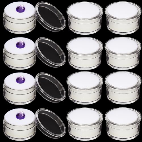 GORGECRAFT 20 Stück Kleine Leere Runde Schmuckschatulle Schaubox Für Lose Diamanten Und Edelsteine Durchsichtiger Druckdeckel Behälterhalter Mit Weißer Schwammfüllung Und Aufbewahrungsbox Aus von GORGECRAFT