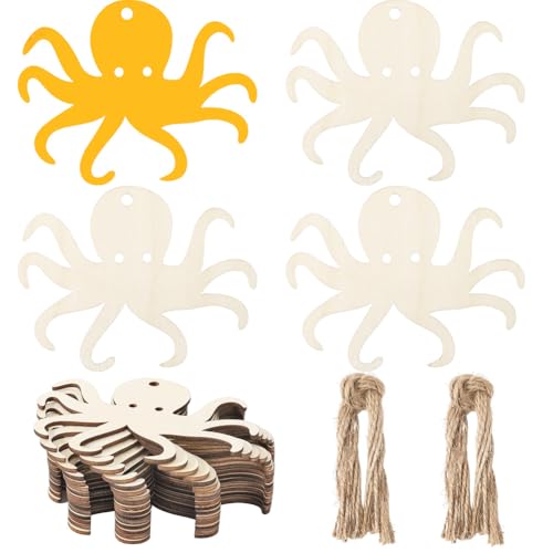 GORGECRAFT 20 Stück Unlackierte Holzscheiben Mit Oktopus Motiv Blanke Holzausschnitte 8x10cm Geschenkanhänger Aus Holz In Meerestierform Hängende Ornamente Mit Loch Hanfseile Für Sommer Strand Nautis GORGECRAFT 20 Stück Unlackierte Holzscheiben Mit Oktopus Motiv Blanke Holzausschnitte 8x10cm Geschenkanhänger Aus Holz In Meerestierform Hängende Ornamente Mit Loch Hanfseile Für Sommer Strand Nautis von GORGECRAFT
