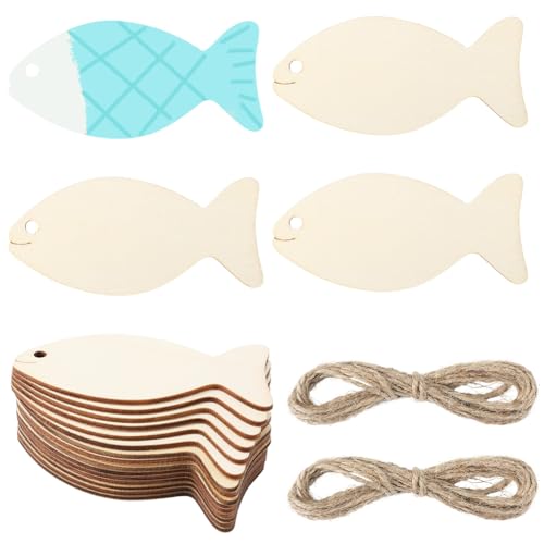 GORGECRAFT 20 Stück Unlackierter Holzfisch 9.9x4.6cm Blanke Holzausschnitte Scheiben Mit Loch Fischförmige Geschenkanhänger Aus Holz Mit 2 Stück 2 m Langen Hanfseilen Für Sommer Strand Nautische Weih GORGECRAFT 20 Stück Unlackierter Holzfisch 9.9x4.6cm Blanke Holzausschnitte Scheiben Mit Loch Fischförmige Geschenkanhänger Aus Holz Mit 2 Stück 2 m Langen Hanfseilen Für Sommer Strand Nautische Weih von GORGECRAFT
