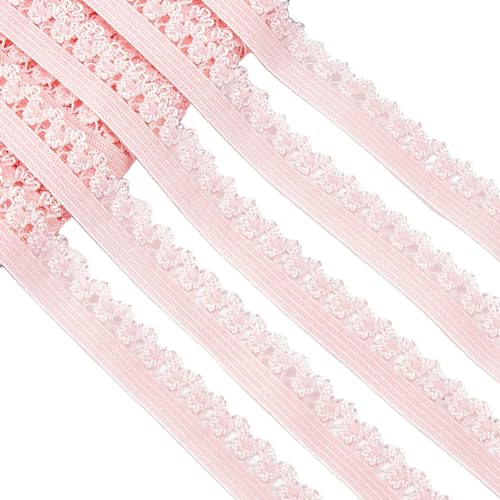 GORGECRAFT 20 Yard Rand Dessous Elastisch 13mm Breit Stretch-Spitzenbesatz Kantenbesatz Gurtband Gehäkelte Spitze Kordelband Für DIY Nähen Handwerk Kleidungsstück Geschenkverpackungen Rosa von GORGECRAFT