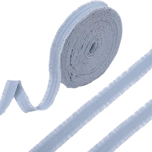 GORGECRAFT 20 Yards Elastischer Spitzenbesatz Mit Doppelter Rüsche 22mm Breit Gerüschter Plissierter Nylonstoff Dehnbarer Kantenbesatz Spitzenband Für Heimwerker Nähen Kleider Kragen Dekoration Blau von GORGECRAFT