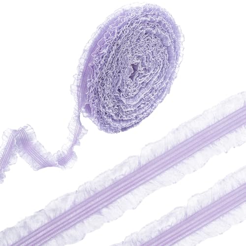 GORGECRAFT 20 Yards Elastischer Spitzenbesatz Mit Doppelter Rüsche 3cm Breit Gerüschter Plissierter Nylonstoff Dehnbarer Kantenbesatz Spitzenband Für Heimwerker Nähen Kleider Kragen Dekor Flieder GORGECRAFT 20 Yards Elastischer Spitzenbesatz Mit Doppelter Rüsche 3cm Breit Gerüschter Plissierter Nylonstoff Dehnbarer Kantenbesatz Spitzenband Für Heimwerker Nähen Kleider Kragen Dekor Flieder von GORGECRAFT