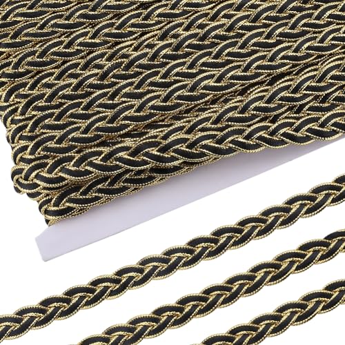 GORGECRAFT 20 Yards Zopfbesatz 1.2cm Breit Goldfarbene Linie Gedreht Geflochten Gurtband Spitzenkette Band Metallische Applikation Scroll-Wellen-Randbesatz Nähen Kleidungsstücke Zubehör Schwarz GORGECRAFT 20 Yards Zopfbesatz 1.2cm Breit Goldfarbene Linie Gedreht Geflochten Gurtband Spitzenkette Band Metallische Applikation Scroll-Wellen-Randbesatz Nähen Kleidungsstücke Zubehör Schwarz von GORGECRAFT