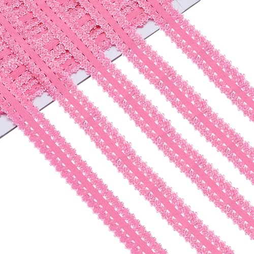 GORGECRAFT 20 m 20 mm Elastische Kantenbesatz Dehnbare Spitzenborte Gurtband Gehäkelte Spitzenkordel Band Zum Selbermachen Nähen Basteln Kleidungsverzierungen Geschenkverpackungen Hot Pink von GORGECRAFT