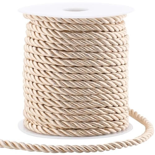 GORGECRAFT 20 m X 5mm Gedrehte Kordel Aus Polyester Gedrehte Seidenschnur Dekorative Geflochtene Kordel Ehrenkordelband Für Heimdekoration Vorhang Raffhalter Polsterung Abschlussfeier Nähen Basteln von GORGECRAFT