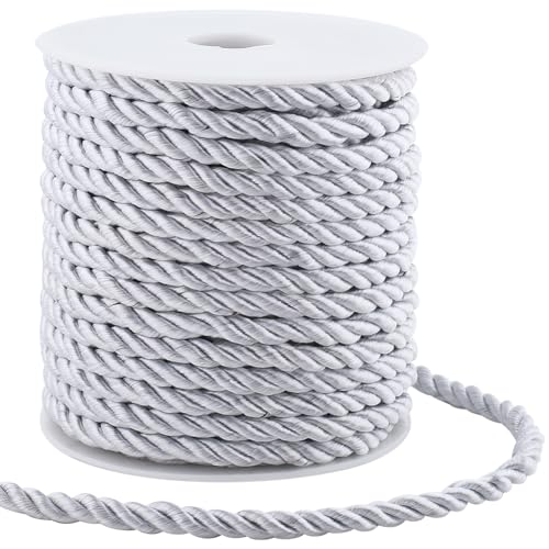 GORGECRAFT 20 m x 5 mm Twisting Cord Trim Polyester Twist Rope Twine Decorative Braided Cording Thread String Ribbon for Home Decor Curtain Tieback Polstern Honor Cord Sewing Crafting Silver von GORGECRAFT