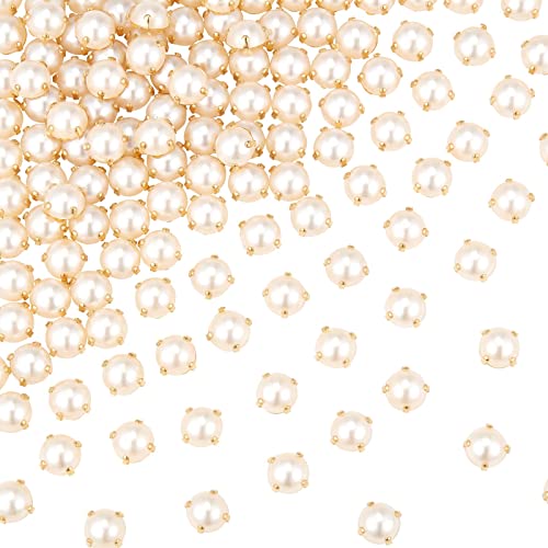 GORGECRAFT 200 Stück Nähperlen Zwei Löcher Zum Aufnähen von Perlen Und Strasssteinen Mit Goldener Klaue Flatback Halbrunde Perle Bekleidungszubehör Für Bastelkleidung (7.5 mm) von GORGECRAFT