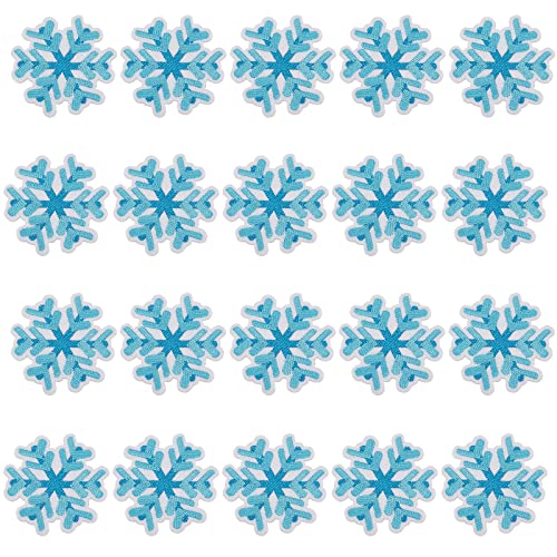 GORGECRAFT 20St Schneeflocken-Aufnäher Mit Weihnachtsmotiven Schneeflocke Aufbügler Dekoration Selbstklebend Bestickte Applikationen Für Kleidung Reparatur DIY Nähen Basteln Verzierungen Himmelblau von GORGECRAFT