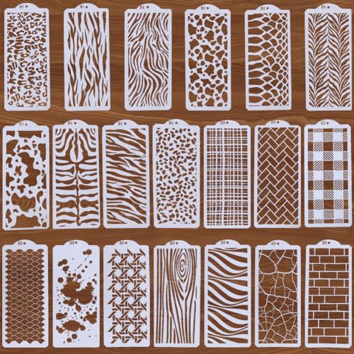 GORGECRAFT 20Stk Mixed-Media-Kunst-Textur-Schablonen Wiederverwendbar Leoparden-Ziegelstein-Spritzer-Kuh-Druck-Vorlage Abstrakte Geschichtete Rand-Schablonen Zum Malen Kuchen Dekorativ 26.3x11.25 cm GORGECRAFT 20Stk Mixed-Media-Kunst-Textur-Schablonen Wiederverwendbar Leoparden-Ziegelstein-Spritzer-Kuh-Druck-Vorlage Abstrakte Geschichtete Rand-Schablonen Zum Malen Kuchen Dekorativ 26.3x11.25 cm von GORGECRAFT