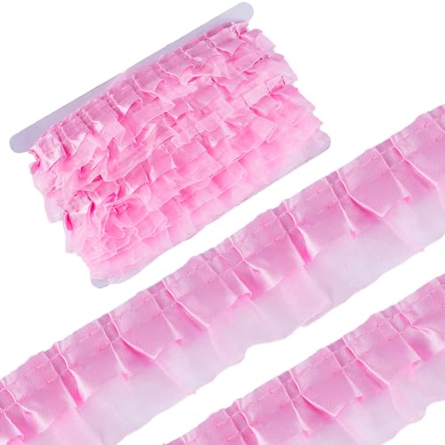 GORGECRAFT 20m 2-Lagiges Organza-Spitzenband Plissierter Satin-Spitzenkantenbesatz 40mm Breit Rosa Rüschen-Chiffon-Kantenbesatz Tüllstoff Für Stoffapplikationen Verzierung DIY Nähen Basteln GORGECRAFT 20m 2-Lagiges Organza-Spitzenband Plissierter Satin-Spitzenkantenbesatz 40mm Breit Rosa Rüschen-Chiffon-Kantenbesatz Tüllstoff Für Stoffapplikationen Verzierung DIY Nähen Basteln von GORGECRAFT