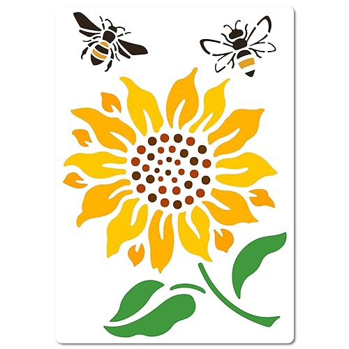 GORGECRAFT 21 x 30cm Schablone Mit Sonnenblumen-Bienen-Thema Kunststoff Zeichnung Kunst Wiederverwendbare Vorlagen-Sets Blumenpflanzen Wiederverwendbare Vorlage Für Wand Boden Möbel Stoff Malerei GORGECRAFT 21 x 30cm Schablone Mit Sonnenblumen-Bienen-Thema Kunststoff Zeichnung Kunst Wiederverwendbare Vorlagen-Sets Blumenpflanzen Wiederverwendbare Vorlage Für Wand Boden Möbel Stoff Malerei von GORGECRAFT