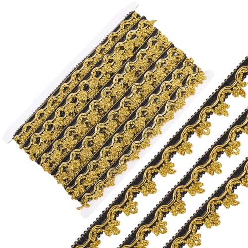 GORGECRAFT 22 m Metallisches Spitzenband Filigrane Einfassung Dekorative Borte Gold Schwarz Glitzerblumen Gewellter Rand Applikation Gewebte Borte Floral Besticktes Stoffband Zum Nähen Für Hochzeiten GORGECRAFT 22 m Metallisches Spitzenband Filigrane Einfassung Dekorative Borte Gold Schwarz Glitzerblumen Gewellter Rand Applikation Gewebte Borte Floral Besticktes Stoffband Zum Nähen Für Hochzeiten von GORGECRAFT
