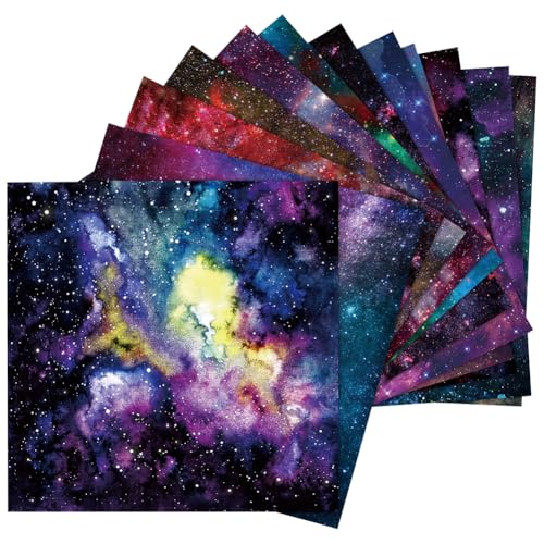 GORGECRAFT 24 Blatt 12 Stile Scrapbooking-Kartonpapier 15.2x15.2cm Galaxie Einseitig Gemustertes Decoupage-Origami-Papier Sternenhimmel-Hintergrund Zubehör Für Kartenherstellung Schreiben Tagebuch von GORGECRAFT