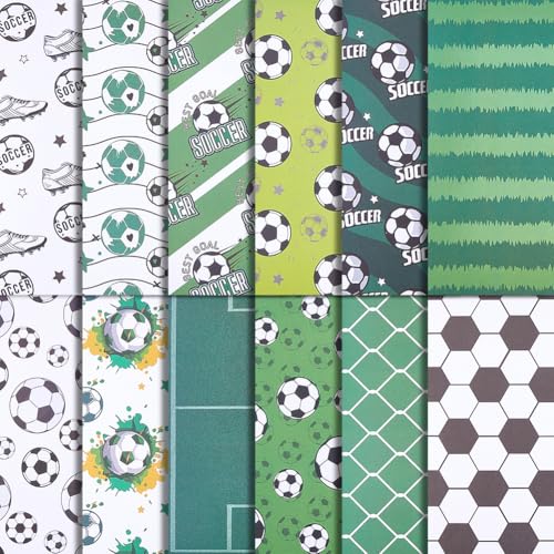 GORGECRAFT 24 Stück 12 Stile Fußball Scrapbook Papier 30,5 x 30,5 cm doppelseitiger Sportball dekorativer Hintergrund Papierblock für Scrapbooking, Journaling, Kartenherstellung, Geschenkverpackung von GORGECRAFT