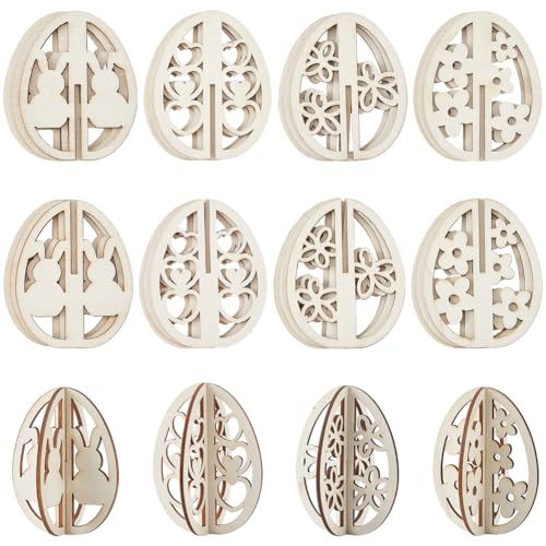 GORGECRAFT 24 Stück 3D Osterei Ornamente Aus Holz Unbehandelte Holzscheiben Verzierungen Anhänger Osterei Ausschnitte Hängende Dekorationen Für Heimwerker Bastelarbeiten Malprojekte Partygeschenke Dek GORGECRAFT 24 Stück 3D Osterei Ornamente Aus Holz Unbehandelte Holzscheiben Verzierungen Anhänger Osterei Ausschnitte Hängende Dekorationen Für Heimwerker Bastelarbeiten Malprojekte Partygeschenke Dek von GORGECRAFT