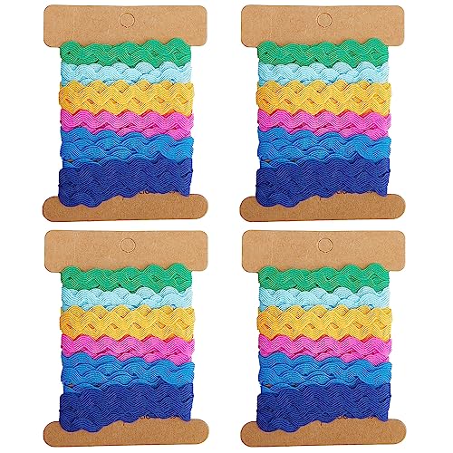 GORGECRAFT 24 Yard 6 Farben Gewelltes Biegeband Gurtbandkante Bunt RIC Rac Stickereibesatz Gebogene Spitze Kleidung Kleid Zubehör Rick Rack Fransen Zum Nähen Zuhause Party Hochzeit Basteln von GORGECRAFT