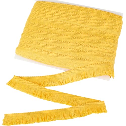 GORGECRAFT 25 Meter Fransenquastenbesatz 3cm Breit Goldfarbene Fransen Faser Besticktes Band Chainette Spitzenkantenbesatz Für Kleidung Hochzeitskleid Vorhang Lampenschirm Heimdekoration von GORGECRAFT