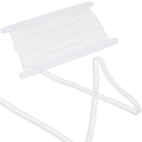 GORGECRAFT 25m Picot-Loop-Spitzenbesatz 12mm Gestricktes Nylon Rüschen-Spandex-Bänder Stretch-Spitzenband Dekorative Dessous-Kanten Besatz Für Unterwäsche Kleider Nähen Basteln Polster Weiß von GORGECRAFT