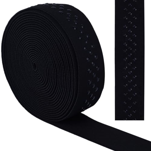 GORGECRAFT 25mm Breites Elastisches Greifband 5 Yards Gepunktetes Rutschfestes Elastisches Band Schwarzes Silikon-Greifband Flacher Stretchgürtel Mit 3 Reihen Gummipunkten Für Heimwerker Nähen Zubehör von GORGECRAFT