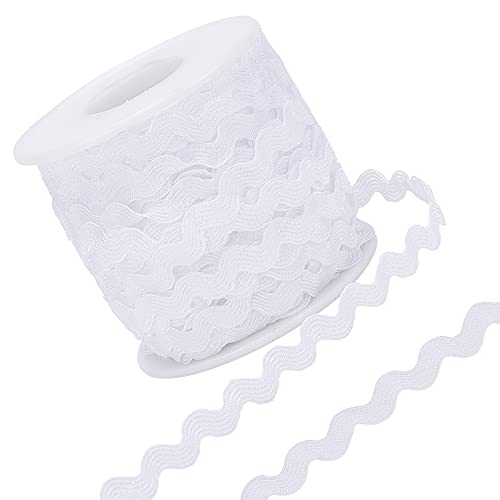 GORGECRAFT 25m Rick Rack Trim Ribbon Wave Nähen Biegen Fransen Trim 5mm Zackenlitze Zick-Zack-Band Zum Nähen S Form Wellenförmiges von Blumen Machen Hochzeit Spitzenband Handwerk (Weiß) von GORGECRAFT