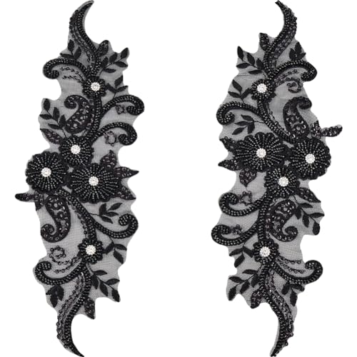 GORGECRAFT 2Stk 3D-Blumen-Spitzenapplikation Perlenstickerei Brautspitze Zum Aufnähen Aufnäher Tüll Florales Netz Gaze Stoffaufkleber Netzbesatz Zum Nähen Stoff Kleidungsstück DIY-Dekoration Schwarz GORGECRAFT 2Stk 3D-Blumen-Spitzenapplikation Perlenstickerei Brautspitze Zum Aufnähen Aufnäher Tüll Florales Netz Gaze Stoffaufkleber Netzbesatz Zum Nähen Stoff Kleidungsstück DIY-Dekoration Schwarz von GORGECRAFT