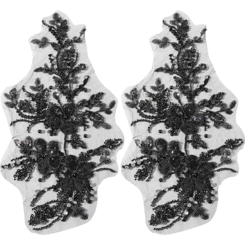 GORGECRAFT 2Stk 3D-Perlen-Blumen-Gaze-Stickerei-Spitzen-Applikation Pailletten-Perlenbesatz Flicken Stoff Schwarz Zum Aufnähen Blumenstoff Kragenflicken Für Hochzeitskleid Kleid Brautkleidung DIY GORGECRAFT 2Stk 3D-Perlen-Blumen-Gaze-Stickerei-Spitzen-Applikation Pailletten-Perlenbesatz Flicken Stoff Schwarz Zum Aufnähen Blumenstoff Kragenflicken Für Hochzeitskleid Kleid Brautkleidung DIY von GORGECRAFT