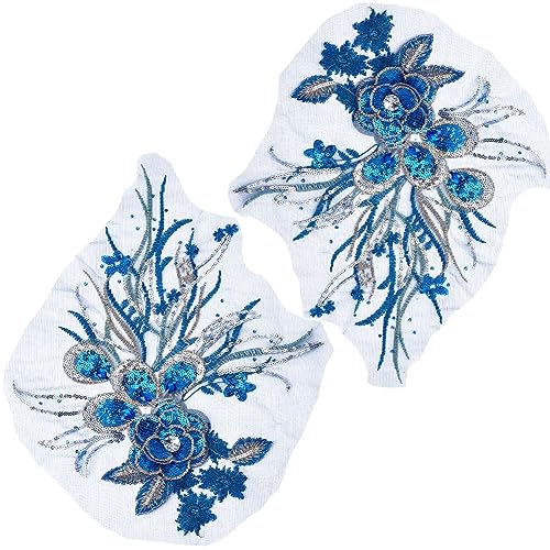 GORGECRAFT 2Stk 400mm 3D-Blumenstickerei Spitzenapplikation Pailletten Bestickte Besatzapplikationen Florale Nähflicken Strasssteine Stoffhandwerk Dekoration Für Hochzeitskleid Bekleidungszubehör Blau GORGECRAFT 2Stk 400mm 3D-Blumenstickerei Spitzenapplikation Pailletten Bestickte Besatzapplikationen Florale Nähflicken Strasssteine Stoffhandwerk Dekoration Für Hochzeitskleid Bekleidungszubehör Blau von GORGECRAFT