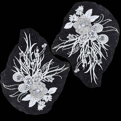 GORGECRAFT 2Stk 400mm Spitzenapplikation Mit Pailletten 3D-Blumenstickerei Bestickte Besatzapplikationen Florale Nähflicken Strasssteine Stoffhandwerk Dekoration Hochzeitskleid Bekleidungszubehör Weiß GORGECRAFT 2Stk 400mm Spitzenapplikation Mit Pailletten 3D-Blumenstickerei Bestickte Besatzapplikationen Florale Nähflicken Strasssteine Stoffhandwerk Dekoration Hochzeitskleid Bekleidungszubehör Weiß von GORGECRAFT