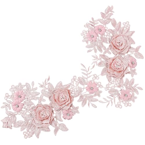 GORGECRAFT 2Stk Bestickte Flicken 3D-Spitzenapplikation Zum Aufnähen Blumenperlen-Flicken Stickerei Florale Perlen-Spitzenbesatz Stoff-Perlenapplikationen Zum Nähen von Hüten Jeans Kleidungsdekor Rosa GORGECRAFT 2Stk Bestickte Flicken 3D-Spitzenapplikation Zum Aufnähen Blumenperlen-Flicken Stickerei Florale Perlen-Spitzenbesatz Stoff-Perlenapplikationen Zum Nähen von Hüten Jeans Kleidungsdekor Rosa von GORGECRAFT