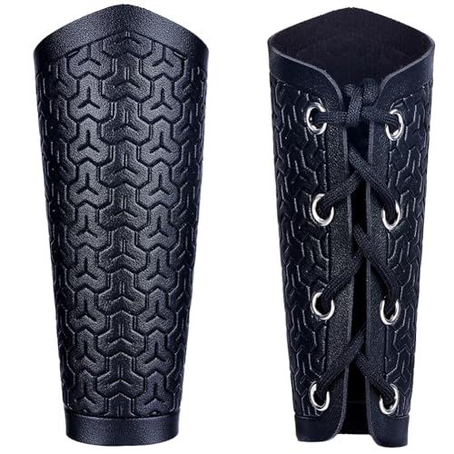 GORGECRAFT 2Stk Lederstulpen-Armband Schwarzes Leder Armschutz Mittelalterliches Gebirgsmuster Rüstungsarmschienen Retro-Verstellbares PU-Lederarmband Rüstungsmanschette Für Halloween-Ritter-Cosplay GORGECRAFT 2Stk Lederstulpen-Armband Schwarzes Leder Armschutz Mittelalterliches Gebirgsmuster Rüstungsarmschienen Retro-Verstellbares PU-Lederarmband Rüstungsmanschette Für Halloween-Ritter-Cosplay von GORGECRAFT