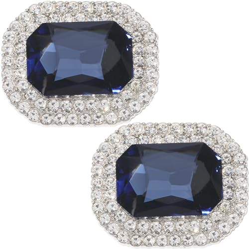 GORGECRAFT 2Stk Strass-Schuhclips Für Hochzeiten Abnehmbarer Schuhschnallenclip 38 x 31mm Elegante Kristall-Schuhdekoration Schuhe Schmuckdekoration Für Flache Absätze Hüte Clutches Marineblau von GORGECRAFT