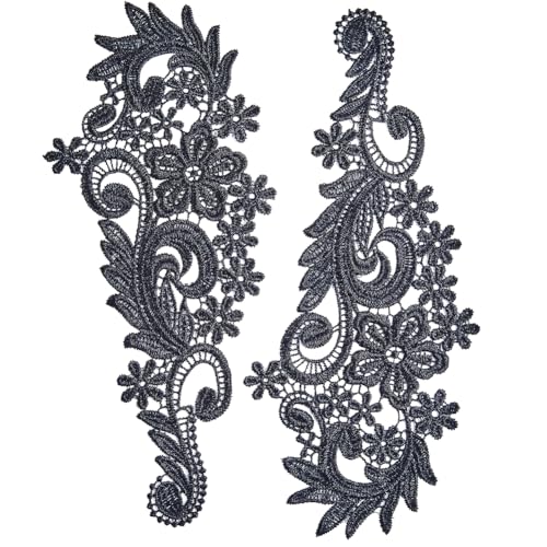 GORGECRAFT 3 Paar Schwarze Spitzenstoff-Aufnäher Blumenbesatz-Applikation Bestickte Blumenapplikationen Zum Aufnähen Auf Polyester Ornament-Zubehör Für Hochzeitskleid Tasche Jeans Schuhe Kleidung GORGECRAFT 3 Paar Schwarze Spitzenstoff-Aufnäher Blumenbesatz-Applikation Bestickte Blumenapplikationen Zum Aufnähen Auf Polyester Ornament-Zubehör Für Hochzeitskleid Tasche Jeans Schuhe Kleidung von GORGECRAFT