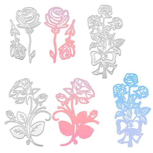 GORGECRAFT 3 Stile Rosen Blumen Metall-Stanzformen Frühlingsblätter Kartenstanzungen Prägeschablonen Schablonenformen Für Valentinstag Papierkartenherstellung Dekoration DIY Scrapbooking Album (Weiß) von GORGECRAFT