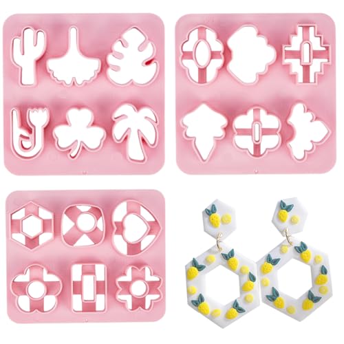 GORGECRAFT 3 Stile Tonschneider Polymerton-Ohrringschneider-Sets Stanzformen Schmuckherstellungsvorlagen Kunststoff Herz Pflanze Blume Blätter Schablonen Modellierwerkzeuge Herstellung Schmuck GORGECRAFT 3 Stile Tonschneider Polymerton-Ohrringschneider-Sets Stanzformen Schmuckherstellungsvorlagen Kunststoff Herz Pflanze Blume Blätter Schablonen Modellierwerkzeuge Herstellung Schmuck von GORGECRAFT