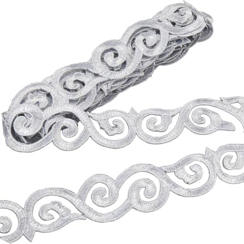 GORGECRAFT 3.8 m Silberne Spitze Zum Aufbügeln Applikation Metallischer Kleber Florale Wolke Dekorative Stickerei 4cm Gewebte Blumenstoffbänder Zum Nähen Brautschmuck DIY Bastelarbeiten Kleidungsstück GORGECRAFT 3.8 m Silberne Spitze Zum Aufbügeln Applikation Metallischer Kleber Florale Wolke Dekorative Stickerei 4cm Gewebte Blumenstoffbänder Zum Nähen Brautschmuck DIY Bastelarbeiten Kleidungsstück von GORGECRAFT