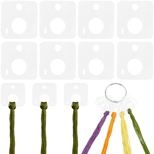 GORGECRAFT 30 Stück Acryl Stickgarnkarten Floss Organizer Quadratische Kreuzstich Spulen 40x40mm Brettkarten Nähgarnwicklung Mit Floss Ring Für Kreuzstich Baumwollhandwerk DIY Nähaufbewahrung von GORGECRAFT