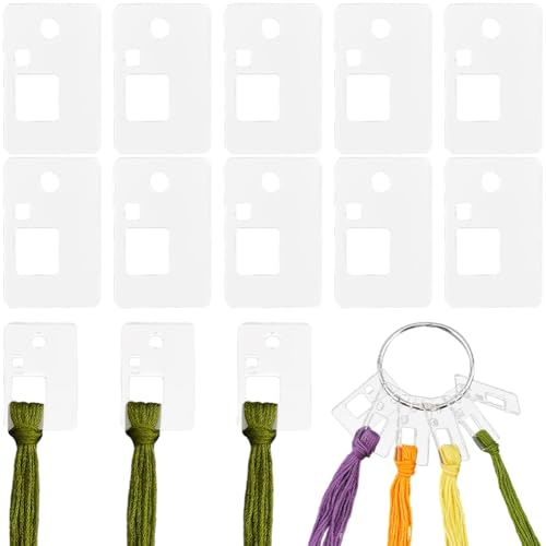 GORGECRAFT 30 Stück Transparente Stickgarnspulen Acryl Kreuzstichgarn Schmale Wickelbretter Chips Karte 39x26mm Rechteckiger Floss Tropfen Organizer Halter Mit Ring Für Bastelarbeiten DIY Nähaufbewahr von GORGECRAFT