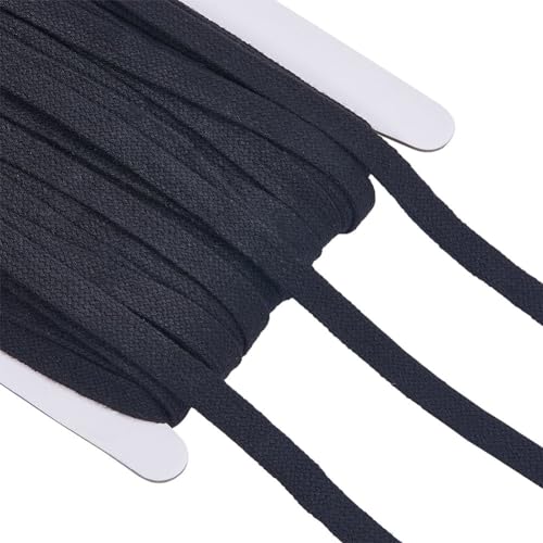 GORGECRAFT 30 Yard 10mm Flache Kordelzugschnur Schwarzes Kordelzug-Ersatzseil Weiche Polyesterschnüre Rollband Gestrickt Für Jogginghosen Bekleidungszubehör Kordelzug-Ersatz von GORGECRAFT