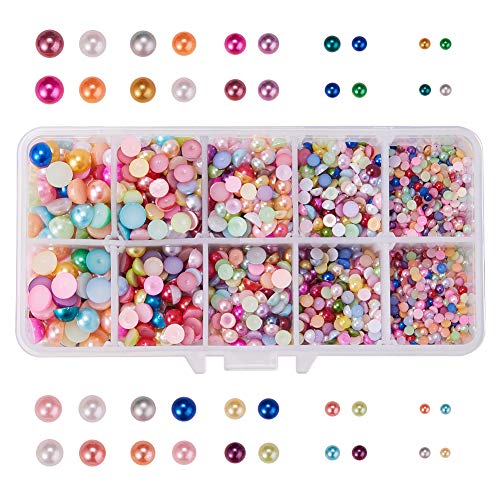 GORGECRAFT 3000 Stück 3 mm - 8 mm halbrunde Kunstperlen, bunte Perlen, flache Rückseite, lose Perlen, Cabochons für Scrapbooking, Verzierung, Basteln, Handy, Nagelherstellung von GORGECRAFT