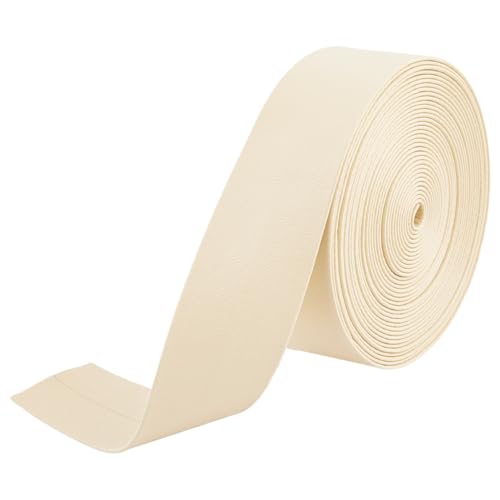 GORGECRAFT 30mm Breites Flaches Kunstlederband 5 m Lange Umklappbare Lederstreifen Beige PU Kantenbesatz 1mm Dicke Lammfellstruktur Kunstlederbänder Flechtfaden Für Heimwerker Basteln Armbänder Schmuc von GORGECRAFT